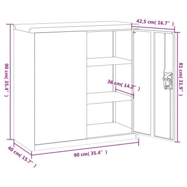 vidaXL Αρχειοθήκη Αν. Γκρι 90x40x130cm Ατσάλινη 2 τεμ.