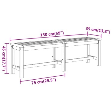 vidaXL Παγκάκι Κήπου 150x35x45cm από Μασίφ Ξύλο Ακακίας 1 τεμ.