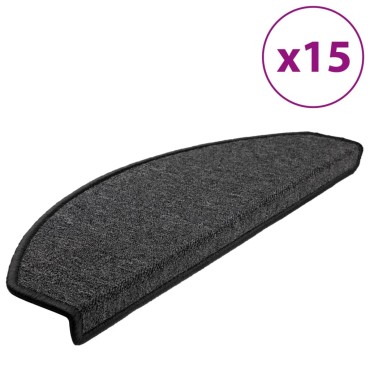 vidaXL Πατάκια Σκάλας 15 τεμ. Ανθρακί 65 x 24 x 4 εκ.