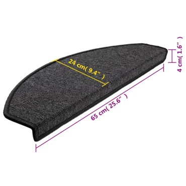 vidaXL Πατάκια Σκάλας 15 τεμ. Ανθρακί 65 x 24 x 4 εκ.