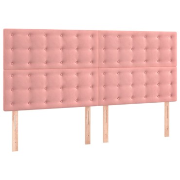 vidaXL Κεφαλάρια Κρεβατιού 4 τεμ. Ροζ 80x5x78/88cm Βελούδινο