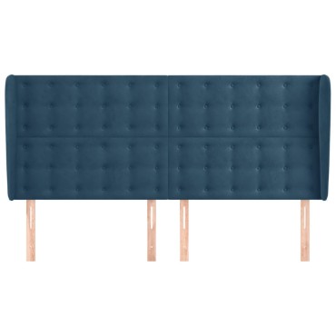 vidaXL Κεφαλάρι με Πτερύγια Σκούρο Μπλε 163x23x118/128cm Βελούδινο 1 τεμ.