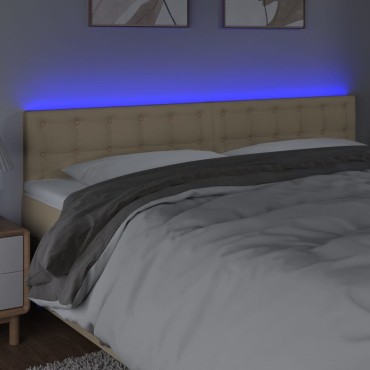 vidaXL Κεφαλάρι Κρεβατιού LED Κρεμ 160x5x78/88cm Υφασμάτινο 1 τεμ.