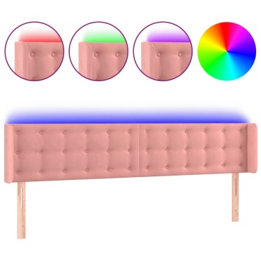 vidaXL Κεφαλάρι Κρεβατιού LED Ροζ 163x16x78/88cm Βελούδινο 1 τεμ.