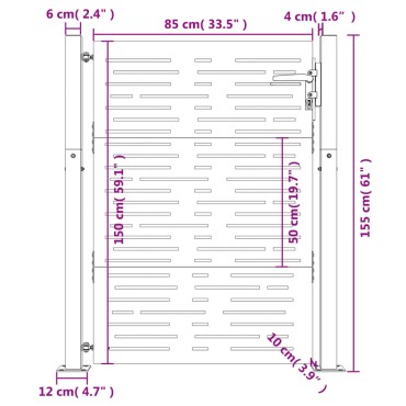 vidaXL Πύλη Κήπου με Τετράγωνο Σχέδιο 105 x 155 εκ. από Ατσάλι Corten