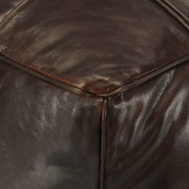 vidaXL Πουφ Σκούρο Καφέ 60x60x30cm από Γνήσιο Δέρμα Κατσίκας 1 τεμ.