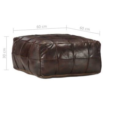 vidaXL Πουφ Σκούρο Καφέ 60x60x30cm από Γνήσιο Δέρμα Κατσίκας 1 τεμ.
