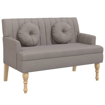 vidaXL Παγκάκι Taupe 113x64,5x75,5cm Υφασμάτινο με Μαξιλάρια