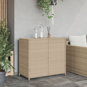 vidaXL Ντουλάπι Αποθήκευσης Κήπου Beige 83x45x76cm Συνθετικό Ρατάν