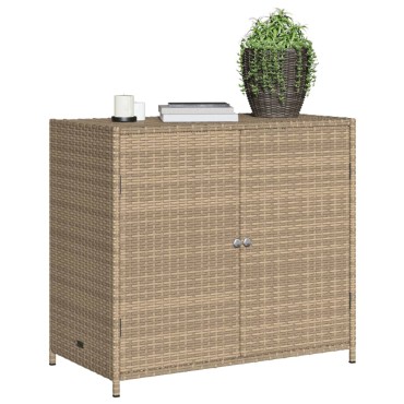 vidaXL Ντουλάπι Αποθήκευσης Κήπου Beige 83x45x76cm Συνθετικό Ρατάν
