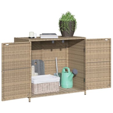 vidaXL Ντουλάπι Αποθήκευσης Κήπου Beige 83x45x76cm Συνθετικό Ρατάν