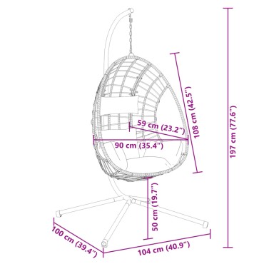 vidaXL Πολυθρόνα Egg Κρεμαστή με Βάση Μπεζ Συνθ. Ρατάν / Ατσάλι