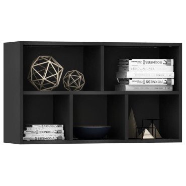 vidaXL Ραφιέρα / Βιβλιοθήκη Μαύρη 50x25x80cm από Επεξ. Ξύλο 1 τεμ.