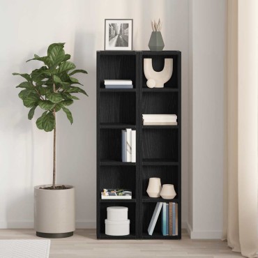 vidaXL Ντουλάπια CD 2 τεμ. Μαύρο Δρυς 21x16x93,5cm Επεξεργασμένο Ξύλο