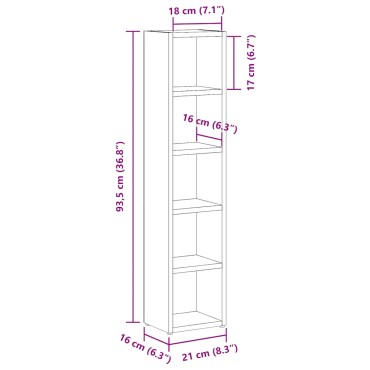 vidaXL Ντουλάπια CD 2 τεμ. Μαύρο Δρυς 21x16x93,5cm Επεξεργασμένο Ξύλο