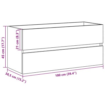 vidaXL Ντουλάπι Νιπτήρα Μαύρη Δρυς 100x38,5x45cm Μοριοσανίδα 1 τεμ.