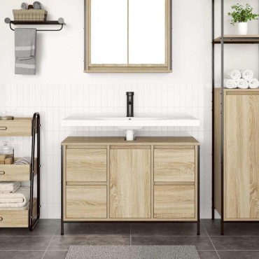vidaXL ντουλάπι νιπτήρα με συρτάρια Sonoma Δρυς 90x34,5x60cm