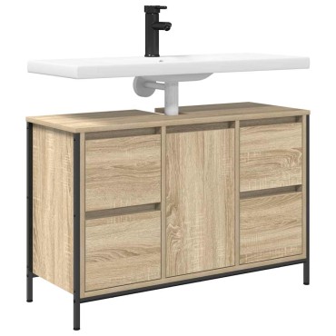 vidaXL ντουλάπι νιπτήρα με συρτάρια Sonoma Δρυς 90x34,5x60cm