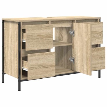 vidaXL ντουλάπι νιπτήρα με συρτάρια Sonoma Δρυς 90x34,5x60cm