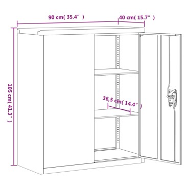 vidaXL Αρχειοθήκη Ανθρακί 90x40x105cm Ατσάλινη 1 τεμ.