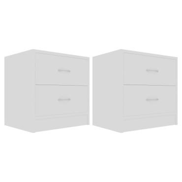 vidaXL Κομοδίνα 2 τεμ. Λευκά 40x30x40cm από Επεξ. Ξύλο