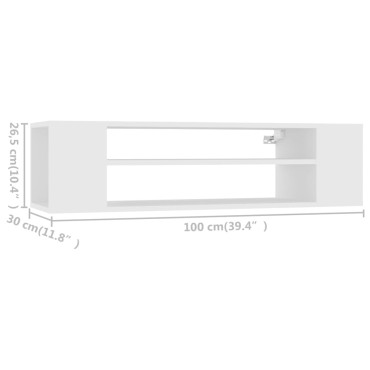 vidaXL Έπιπλο Τηλεόρασης Κρεμαστό Λευκό 100x30x26,5cm από Επεξ. Ξύλο