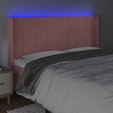 vidaXL Κεφαλάρι Κρεβατιού LED Ροζ 163x16x118/128cm Βελούδινο 1 τεμ.