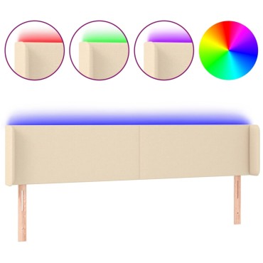 vidaXL Κεφαλάρι Κρεβατιού LED Κρεμ 183x16x78/88cm Υφασμάτινο 1 τεμ.