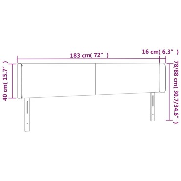 vidaXL Κεφαλάρι Κρεβατιού LED Κρεμ 183x16x78/88cm Υφασμάτινο 1 τεμ.
