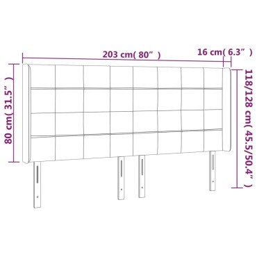 vidaXL Κεφαλάρι Κρεβατιού LED Σκούρο Καφέ 203x16x118/128cm Υφασμάτινο 1 τεμ.