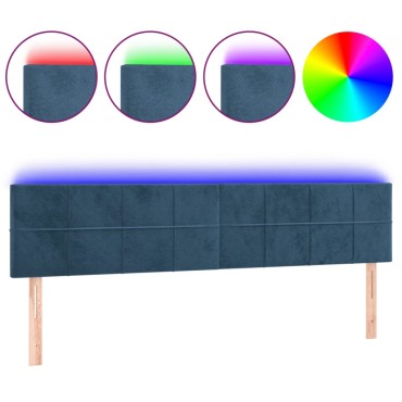 vidaXL Κεφαλάρι Κρεβατιού LED Σκούρο Μπλε 200x5x78/88cm Βελούδινο 1 τεμ.