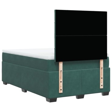 vidaXL Κρεβάτι Boxspring με Στρώμα Σκούρο Πράσινο 120x190εκ. Βελούδινο