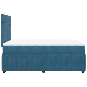 vidaXL Κρεβάτι Boxspring με Στρώμα Σκούρο Μπλε 120x190 εκ. Βελούδινο