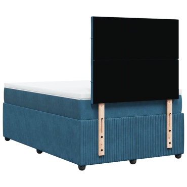 vidaXL Κρεβάτι Boxspring με Στρώμα Σκούρο Μπλε 120x190 εκ. Βελούδινο