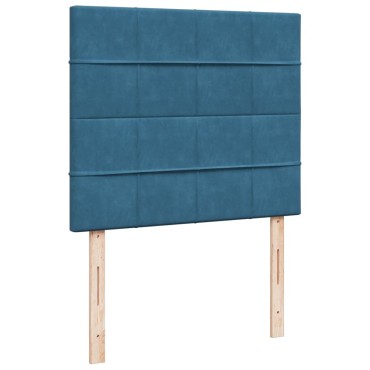 vidaXL Κρεβάτι Boxspring με Στρώμα Σκούρο Μπλε 120x190 εκ. Βελούδινο