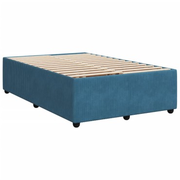 vidaXL Κρεβάτι Boxspring με Στρώμα Σκούρο Μπλε 120x190 εκ. Βελούδινο