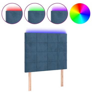 vidaXL Κεφαλάρι Κρεβατιού LED Σκούρο Μπλε 100x5x118/128cm Βελούδινο 1 τεμ.