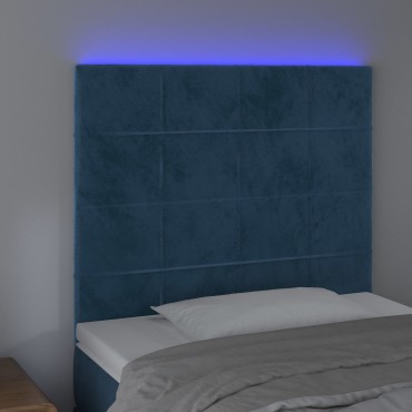 vidaXL Κεφαλάρι Κρεβατιού LED Σκούρο Μπλε 100x5x118/128cm Βελούδινο 1 τεμ.