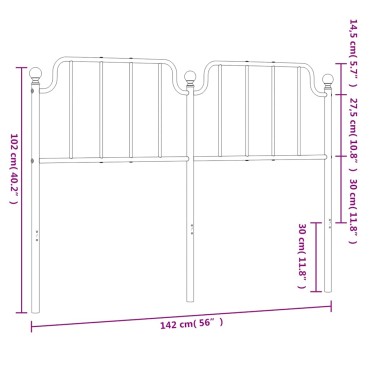 vidaXL Κεφαλάρι Μαύρο Μεταλλικό 142x4x102cm 1 τεμ.