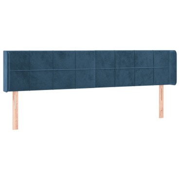 vidaXL Κεφαλάρι με Πτερύγια Σκούρο Μπλε 203x16x78/88cm Βελούδινο 1 τεμ.