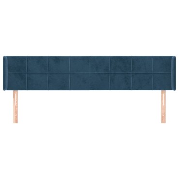 vidaXL Κεφαλάρι με Πτερύγια Σκούρο Μπλε 203x16x78/88cm Βελούδινο 1 τεμ.