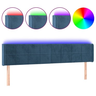 vidaXL Κεφαλάρι Κρεβατιού LED Σκούρο Μπλε 203x16x78/88cm Βελούδινο 1 τεμ.