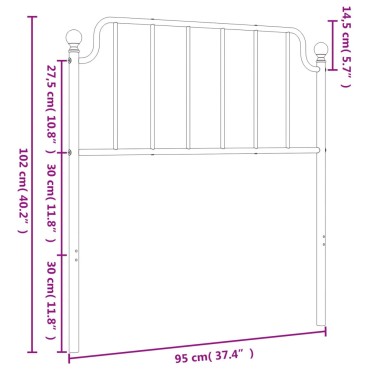 vidaXL Κεφαλάρι Μαύρο Μεταλλικό 95x4x102cm 1 τεμ.