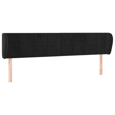 vidaXL Κεφαλάρι με Πτερύγια Μαύρο 183x23x78/88cm Βελούδινο 1 τεμ.