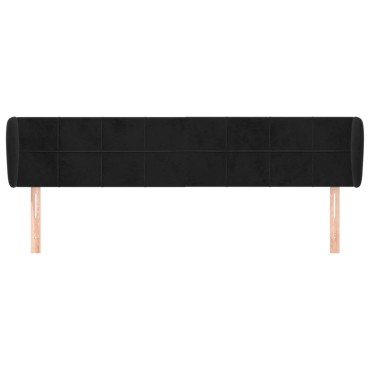 vidaXL Κεφαλάρι με Πτερύγια Μαύρο 183x23x78/88cm Βελούδινο 1 τεμ.