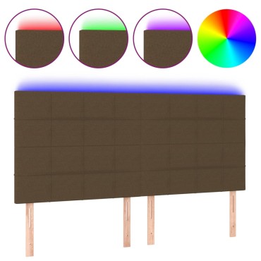 vidaXL Κεφαλάρι Κρεβατιού LED Σκούρο Καφέ 160x5x118/128cm Υφασμάτινο 1 τεμ.