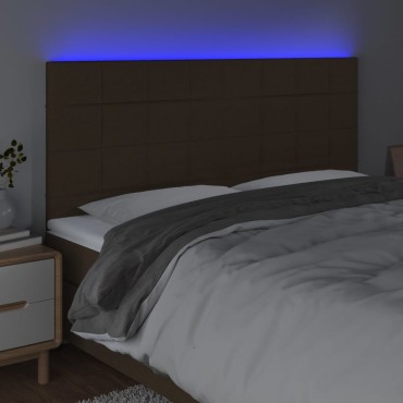vidaXL Κεφαλάρι Κρεβατιού LED Σκούρο Καφέ 160x5x118/128cm Υφασμάτινο 1 τεμ.