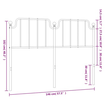 vidaXL Κεφαλάρι Μαύρο Μεταλλικό 146x4x102cm 1 τεμ.
