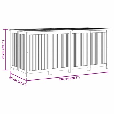 vidaXL Μπαούλο Αποθήκευσης Κήπου 200x80x75cm από Μασίφ Ξύλο Ακακίας 1 τεμ.