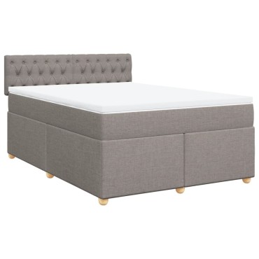 vidaXL Κρεβάτι Boxspring με Στρώμα Taupe 140x190 εκ. Υφασμάτινο